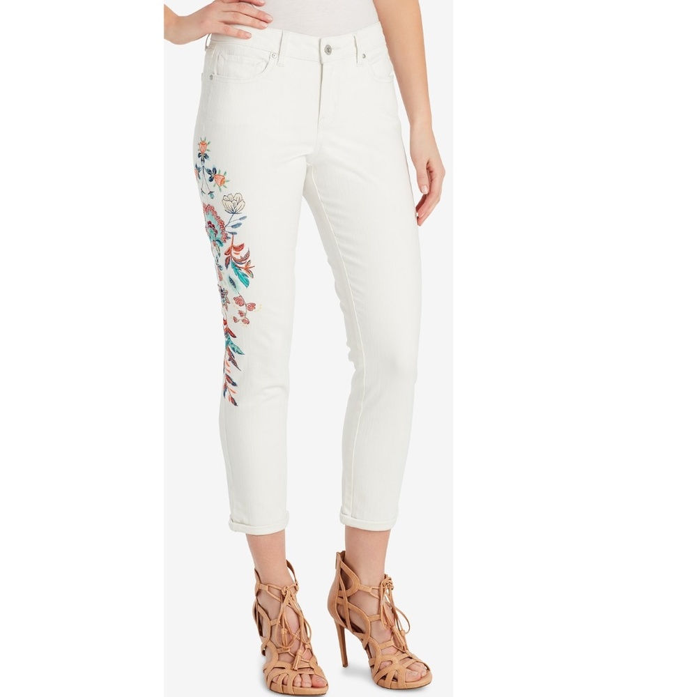 Jessica Simpson Embroidered Roll Cuff Skinny Jeans